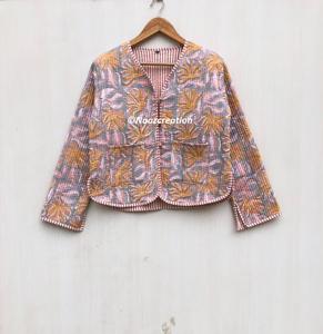 Chaquetas acolchadas florales hechas a mano, chaqueta de algodón con estampado floral estilo bohemio para otoño e invierno, abrigo estilo streetwear, chaqueta acolchada reversible estilo boho. - Product Image 3