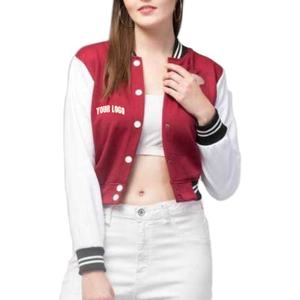 Varsity <b>Jacket</b> Clothing Manufacturer Wholesale Customized High Quality Fashion Cropped Long Sleeve Varsity <b>Jacket</b> for Women - Product Image 1