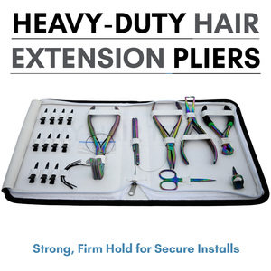 Handtied Hair Extension Tool Kit Beads Pulling <b>Loop</b> <b>Hook</b> Tool Weft hair Extension Pliers parting finger <b>tape</b> in pliers Kit Salon - Product Image 5