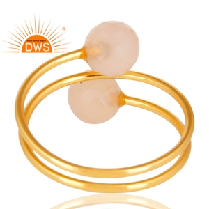 แหวนสเตอริงเงิน18K ชุบทอง18K แหวนเกลียวอัญมณีพลอยคาลซิโดนีธรรมชาติประดับอัญมณีดีเดมี่สำหรับผู้หญิง - Product Image 3