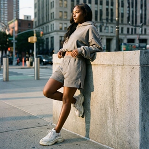 Pantalones Cortos Bermuda de Felpa de Poliéster Grueso Personalizados para Mujer, Bordados, Ecológicos, Transpirables, Estilo Urbano, Holgados, Casuales, para Gimnasio y Deportes - Product Image 5