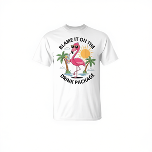 Camiseta promocional Flamingo Cruise Blame It on the Drink Package para beber bebidas alcohólicas - Product Image 2