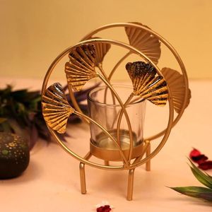 Modern Iron Candle Holder Gold <b>Leaf</b> Shape Tea <b>Light</b> Candle Holder on Table Votive Holder Lighting Decorative Candle Display - Product Image 1