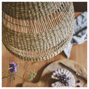 Candelabro colgante de cristal LED más vendido con cuentas de madera y algas marinas de bambú para dormitorio Hotel boda y decoración del hogar para Navidad - Product Image 3