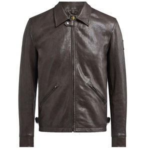 Chaqueta de cuero de moda clásica informal, cuatro bolsillos con cremallera, diseño de cuello levantado, talla ajustada, chaqueta de cuero para hombre, venta al por mayor - Product Image 3