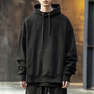 Sweats à capuche lourds pour hommes avec polaire surdimensionné avec impression et broderie - Product Image 4