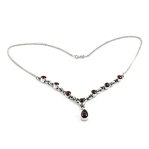 Collar de Plata con Cuentas Finas de Granate para Mujer - Product Image 2