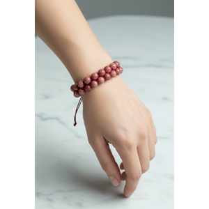 Bracciale in Macramè con Doppia Fila di Pietre Naturali di Diaspro Rosa da 8mm - Product Image 3