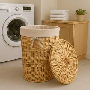 Paniers de rangement élégants en rotin tissés à la main avec poignées durables et polyvalents pour chaussures à linge et usage domestique - Product Image 2