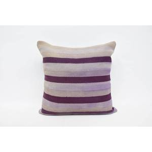 Almohada de retazos Ikat de lana a rayas Vintage púrpura, cojín decorativo tejido de 24x24 pulgadas para ropa de cama o uso en el suelo de la sala de estar - Product Image 1