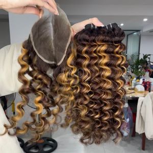 Extensions de Cheveux Humains Vietnamiens Bouclés de Haute Qualité, Couleur Mèches, Cheveux Bruts, Offre Spéciale, Lot de Bundles avec Closure 2025 - Product Image 2