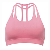 Soutien-gorge de sport rose sans coutures pour femme avec bretelles croisées au dos, maintien élevé, respirant, séchage rapide, logo frontal