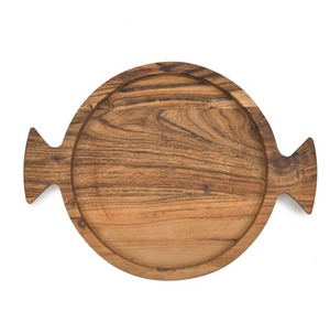 Plateau en forme de bonbons en bois naturel fabriqué à la main pour les collations Fruits secs vaisselle décorative cuisine rustique plateau à manger pièce cadeau - Product Image 1
