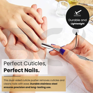 Nail Cuticle Pusher Cuticle <b>Remover</b> Cuticle Trimmer Spoon Shaped Nail Cleaner Dual Sided Manicure Pedicure <b>Tools</b> - Product Image 5