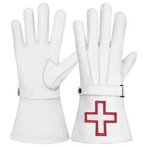 Gants maçonniques en cuir blanc brodé - Product Image 2