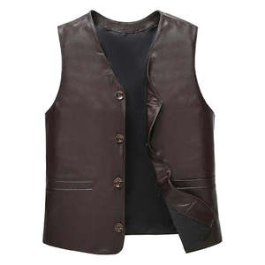 Gilet de motard en cuir sans manches pour homme avec fermeture à boutons en corne, vêtement d'extérieur d'hiver pour la conduite et la rue, fabriqué au Pakistan - Product Image 3