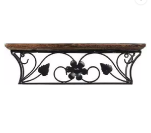 Étagère murale en bois et fer forgé, élégante, découpée au laser, supports d'étagère en métal, décoration vintage et industrielle - Product Image 2