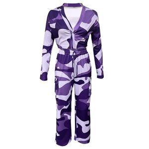 À la mode Camouflage imprimé femmes deux pièces ensemble nouveau Hip Hop Streetwear recadrée Designer survêtement ensemble décontracté Flare survêtements 2026 - Product Image 5