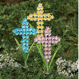 Estaca de jardín cruzada solar, luces <span class=keywords><strong>para</strong></span> exteriores, Estaca de luces cruzadas con energía solar de 40 pulgadas con 24 luces LED decorativas de flores <span class=keywords><strong>para</strong></span> Remem - Product Image 2