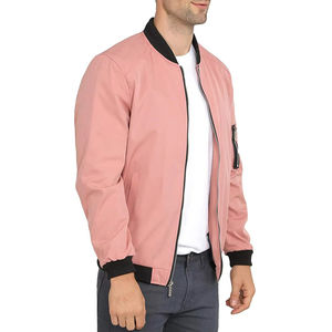 Veste bomber de style sportif à fermeture éclair à manches longues Veste bomber rose pour homme Vente en gros Prix bas Meilleure fabrication de veste bomber - Product Image 3