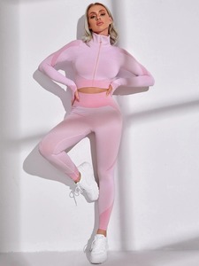 2024 Logo personnalisé Fitness Vêtements Gym Active Wear 2 pièces entraînement femmes sans couture Yoga ensemble à vendre - Product Image 4