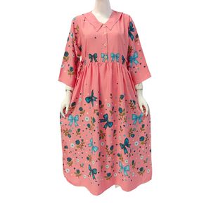 Robes décontractées pour femmes à manches longues et col en V avec boutons, robe musulmane par Chrysanta - Product Image 5