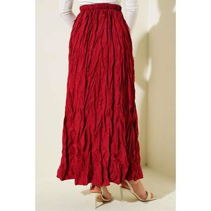 Crinkle Pleated <b>Skirt</b> Burgundy - Product Image 4