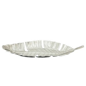 Ensemble de plateaux de service en métal personnalisé avec un élégant plateau de service en forme de feuille, plateau de service en métal naturel argenté - Product Image 4