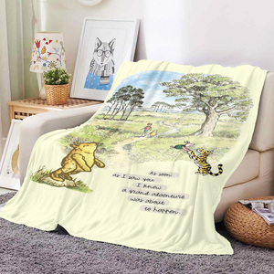 Couverture polaire personnalisable en fausse fourrure pour enfants, motif dessin animé Ours et Carte de la Forêt des 100 Acres, chaude et douce, tissée, vente en gros - Product Image 4