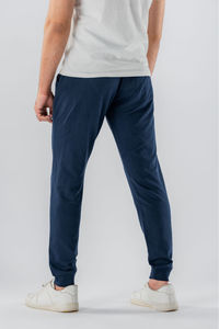 KATBROS INDUSTRY <b>Men's</b> <b>Navy</b> Blue Loose Fit 100% Cotton Casual <b>Joggers</b> Elastic Waist Side Pockets Lightweight Knitted Autumn Wear - Product Image 2