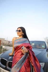 Adult Evergreen Design New Arrival Elegance Dressing Trend Silk Saree With <b>Blouse</b> With Copper Zari Weaving Work Wholesale Rate - Product Image 6