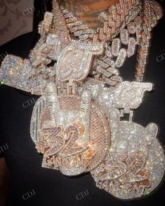 VVS-Pendentif en argent sterling Moissanite, lettre 3D en plaqué or massif, pendentif hip hop tendance, bijoux en diamant - Product Image 2