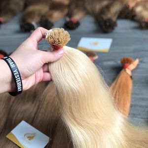 Kératine Flat-Tips 100% Extensions de cheveux de bande droite vietnamienne brute prix de gros avec Style droit d'usine - Product Image 1