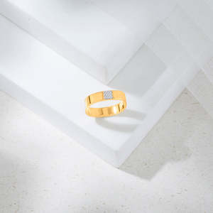 Anillo de banda cuadrado de oro de 18k, joyería fina geométrica, chapado en rodio, regalo de aniversario - Product Image 1