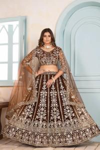 Lehenga Choli de qualité exportée avec séquence de broderie Vêtements indiens et pakistanais de mariée Lehenga Choli - Product Image 5