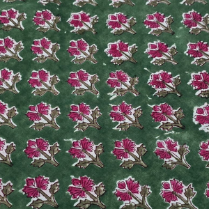 Tela de Algodón Estampada a Mano con Nudos, Diseño Floral Artesanal Moderno, Textil Ecológico con Estampado Indio para Ropa y Decoración del Hogar - Product Image 5