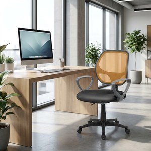 Atlanta Modern Orange/<b>Black</b> Mesh Task Office Chair Adjustable Headrest Staff Chair for Home Training Made Foam Aluminium PU Iron - Product Image 2