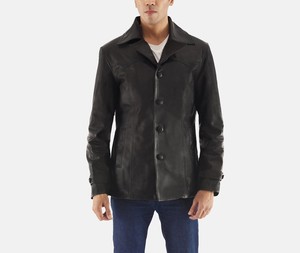 Diseño superior 100% Chaqueta de invierno de cuero de alta calidad para hombre Manga completa personalizable con cuello levantado Precio razonable - Product Image 1