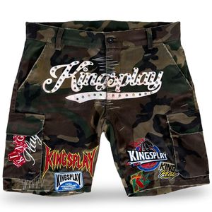 Mens Patchwork <b>Camo</b> Denim Jorts <b>Cargo</b> Style <b>Shorts</b> Streetwear Graphic Embellished Cutoff Jean <b>Shorts</b> Casual Summer Wear - Product Image 1