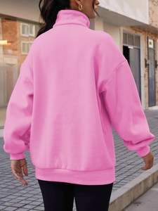 Sudadera con media cremallera y logotipo personalizado al por mayor y ropa informal para mujer, sudadera con media cremallera para mujer - Product Image 2