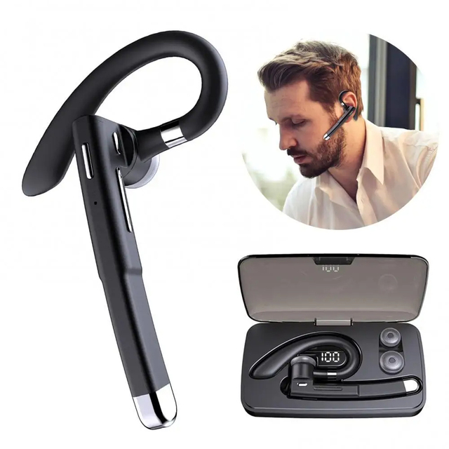 Custom Amzn Top Seller Single Ear Hook Bluetooth Earphone with Retractable Swivel Earhook Business Headset TWS Wireless Earbuds