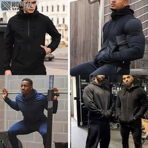 Chándal OEM personalizado de alta calidad de nailon y LICRA, sudadera con capucha y cremallera en blanco y pantalones cortos con logotipo, chándal cortavientos ligero de nailon para hombre - Product Image 2