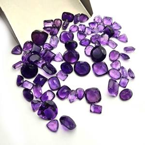 อเมทิสต์ธรรมชาติผสมรูปร่างและขนาดตัดพลอยหลวม100ชิ้นอัญมณีจำนวนมากสำหรับการทำเครื่องประดับหินคุณภาพสูง2-10มม. - Product Image 3
