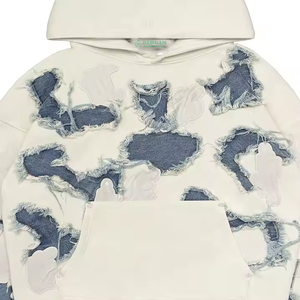 Sweat-shirt à capuche unisexe en molleton 100 % coton épais, coupe classique, écologique, avec impression de lettres personnalisée et effet vieilli - Product Image 6