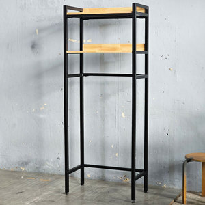 KMG68011 2-Tier Top-Loading Washing <b>Machine</b> Rack with Iron Frame and Wooden Top for Bathroom Shelves - Product Image 4