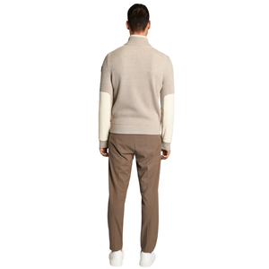 Veste en tricot hybride pour homme, panneau avant rembourré, fermeture éclair, coupe ajustée, haut décontracté pour l'hiver, superposition - Product Image 2