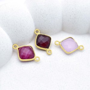 Connecteur de bracelet en saphir bleu, 8 mm, connecteur de charme en pierre précieuse, fait à la main, plaqué or, lien de bracelet, bijoux, cadeau pour l'amour - Product Image 3