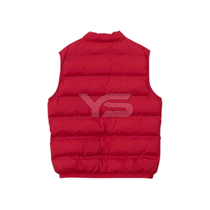 Veste d'hiver pour homme, antibactérienne, col montant, sans manches, matelassée, fermeture éclair, style décontracté chic, motif uni, logo sur le devant - Product Image 2