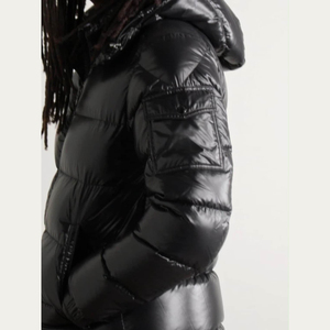 Veste matelassée à capuche pour homme de qualité supérieure, séchage rapide, vêtements décontractés d'hiver, couleur unie, design confortable et brillant, teinte et traitée - Product Image 4