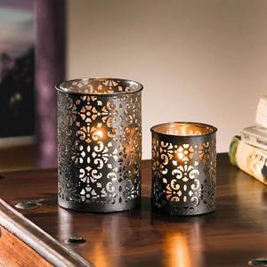 Bougeoir Votif en Métal Vintage, 2 Pièces, Décor Luxueux pour Bureau à Domicile, Design Frais, Verre Attrayant - Product Image 1